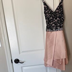 by & by Black Lace and Pink Satin Dress